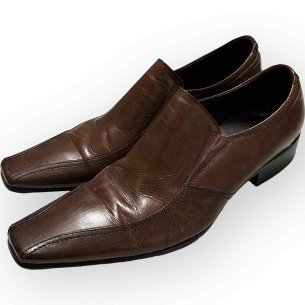 ALDO Men’s Brown Dress Shoe Loafer Slip On Square Toe